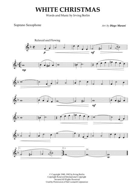 White Christmas For Saxophone Quartet Sheet Music