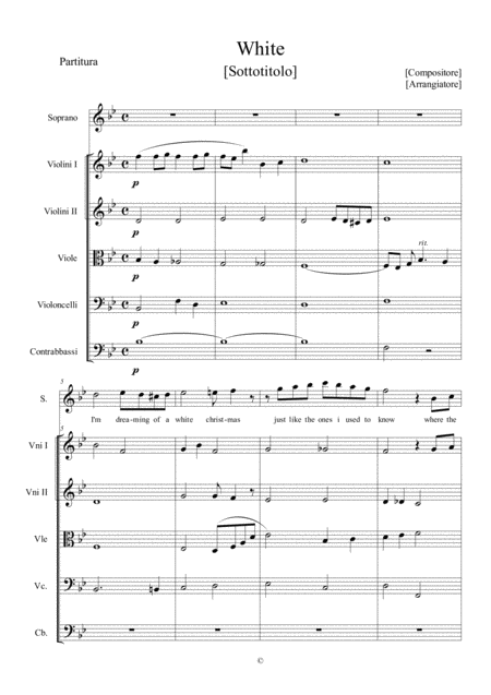 White Christmas For Strings And Voice Sheet Music