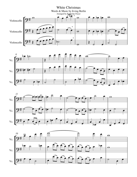 Free Sheet Music White Christmas For Three Cellos