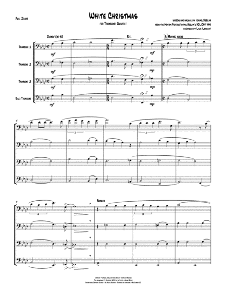 White Christmas For Trombone Quartet Sheet Music