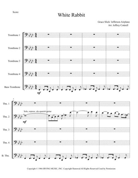 Free Sheet Music White Rabbit For Trombone Quintet