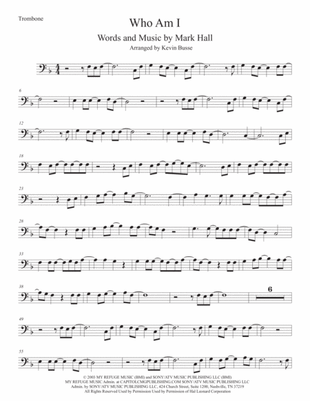 Free Sheet Music Who Am I Trombone