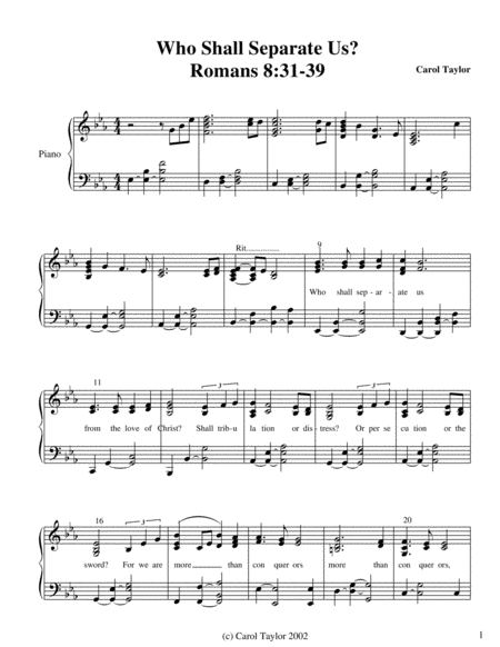 Who Shall Separate Us Romans 8 Sheet Music