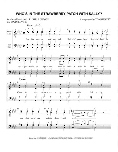 Free Sheet Music Whos In The Strawberry Patch With Sally Ttbb