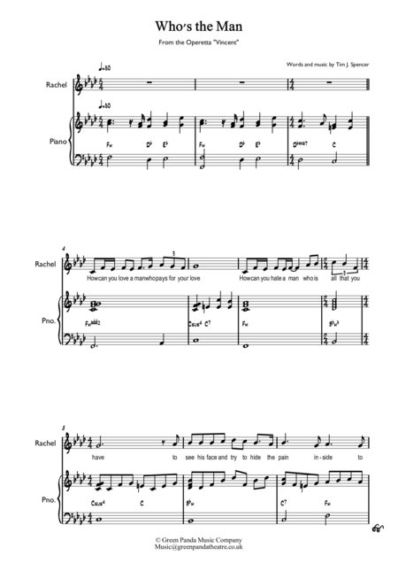Free Sheet Music Whos The Man From The Musical Vincent