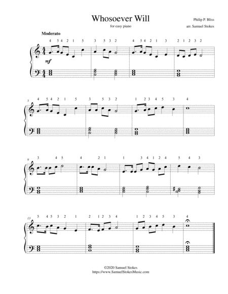 Whosoever Will For Easy Piano Sheet Music