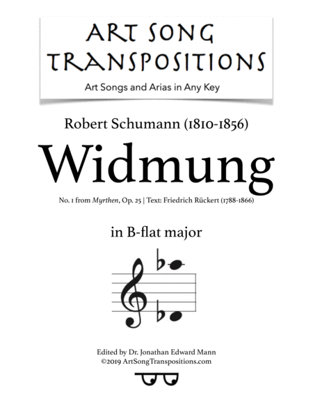 Widmung Op 25 No 1 B Flat Major Sheet Music