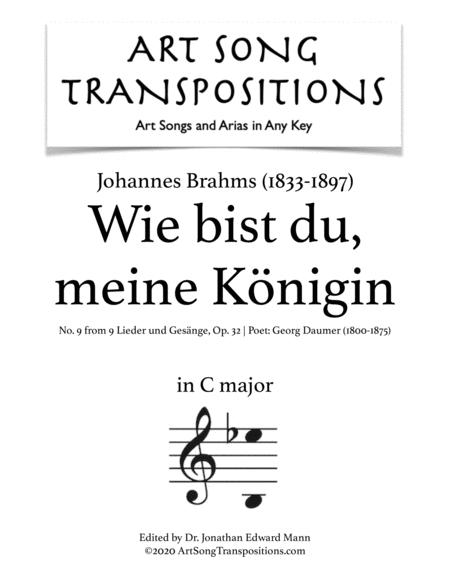Free Sheet Music Wie Bist Du Meine Knigin Op 32 No 9 Transposed To C Major