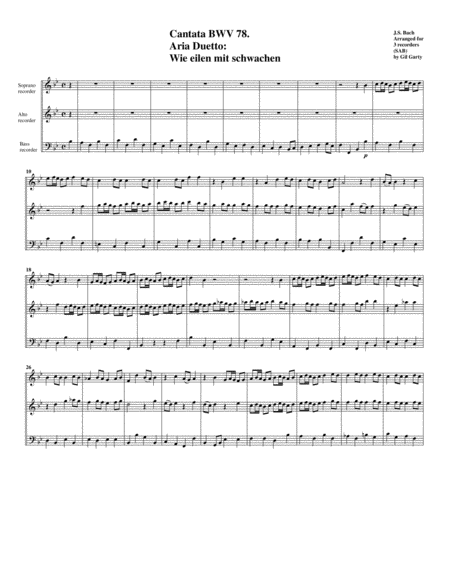 Wie Eilen Mit Schwachen From Cantata Bwv 78 Arrangement For 3 Recorders Sheet Music