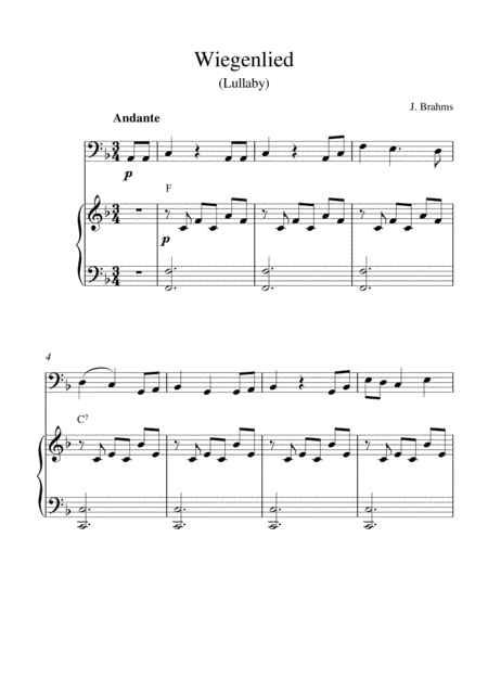 Wiegenlied Lullaby Sheet Music