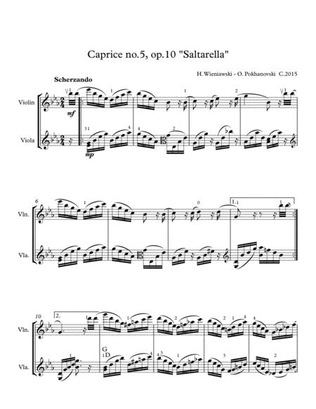 Wieniawski 8 Caprices Op 10 5 Saltarella For Violin And Viola Sheet Music