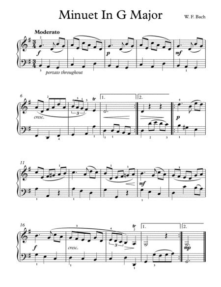 Free Sheet Music Wilhelm Friedemann Bach Minuet In G Major Complete Version