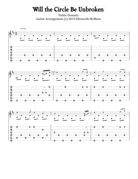 Free Sheet Music Will The Circle Be Unbroken For Fingerstyle Guitar Tuned Open G Dgdgbd