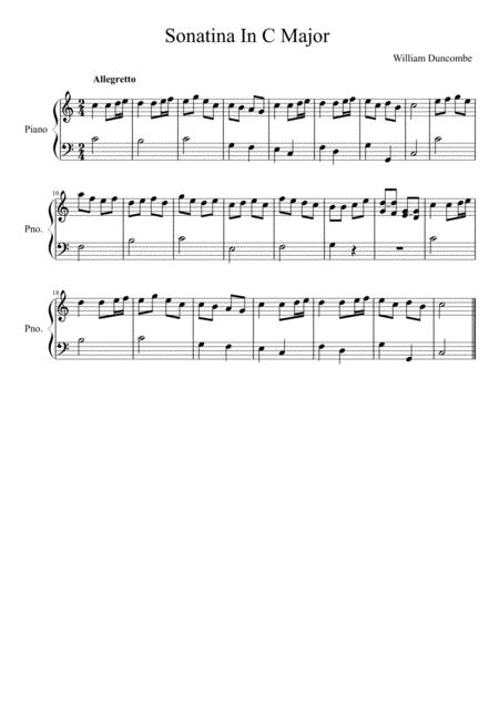 Free Sheet Music William Duncombe Sonatina In C Major Complete Version