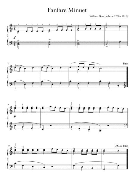 Free Sheet Music William Duncombe Sonatina In C Major Fanfare Minuet Andantino Complete Version