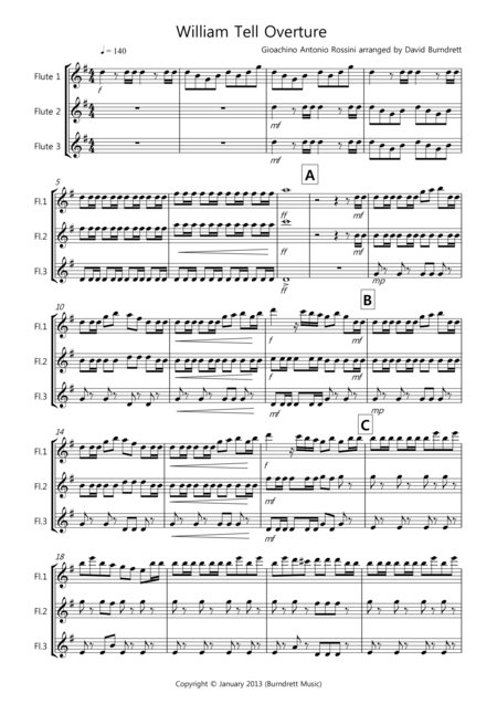 William Tell Overture For Flute Trio Sheet Music