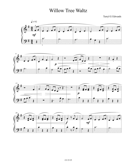 Free Sheet Music Willow Tree Waltz