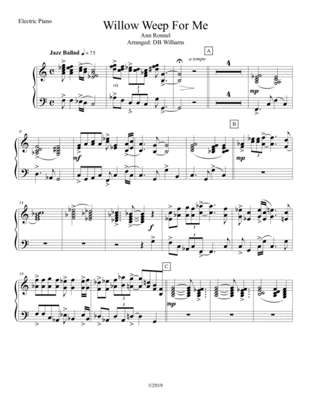 Free Sheet Music Willow Weep For Me Strings Electric Piano