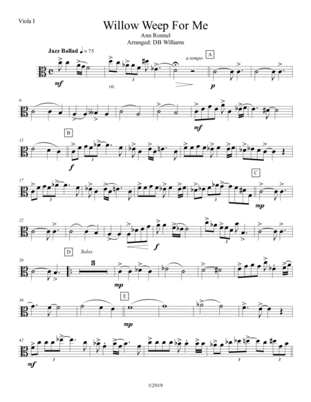 Willow Weep For Me Viola 1 Sheet Music