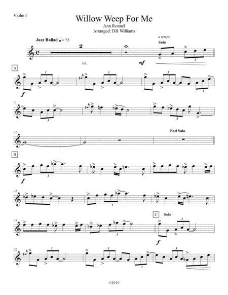 Free Sheet Music Willow Weep For Me Violin 1