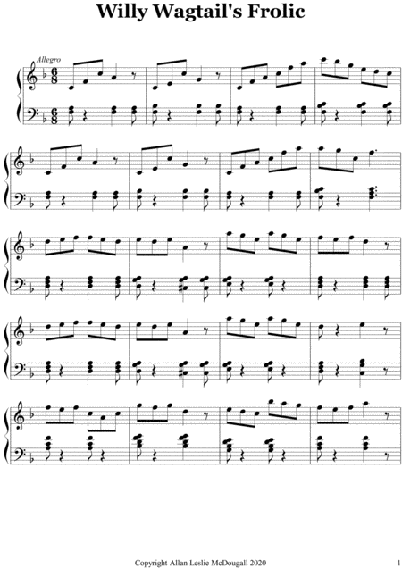 Free Sheet Music Willy Wagtails Frolic