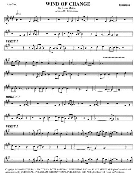 Wind Of Change Alto Sax Sheet Music