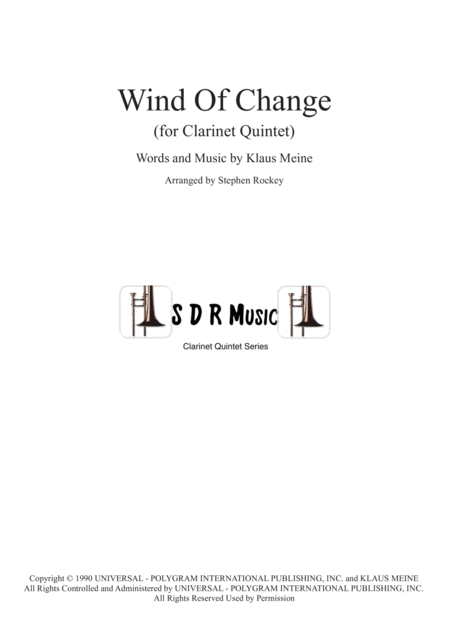 Free Sheet Music Wind Of Change For Clarinet Quintet
