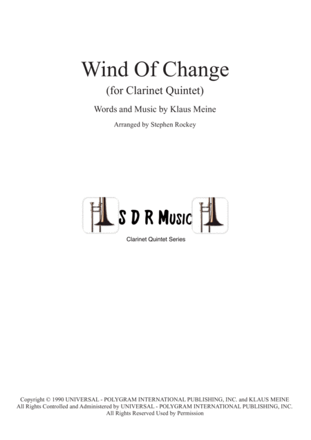 Wind Of Change For Clarinet Quintet Sheet Music