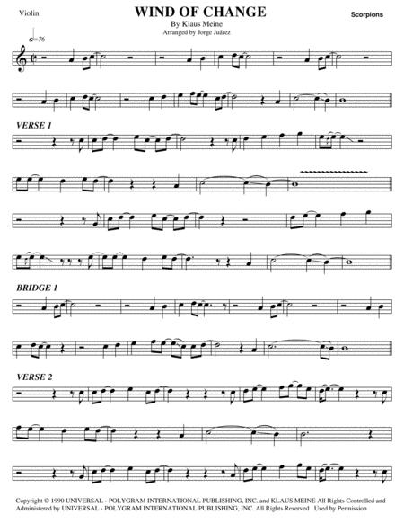 Wind Of Change Violin Sheet Music