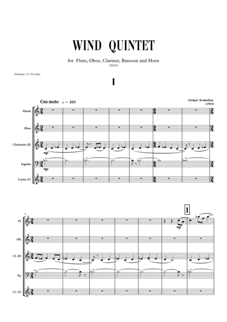 Wind Quintet Sheet Music