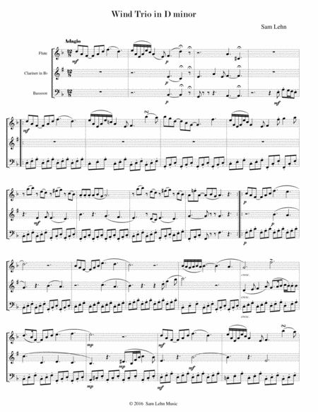 Free Sheet Music Wind Trio In D Minor