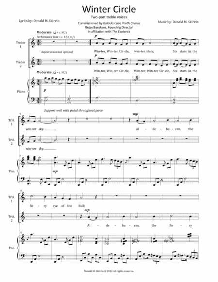 Free Sheet Music Winter Circle Two Part Treble Voices