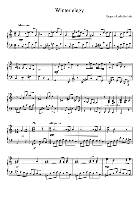 Free Sheet Music Winter Elegy