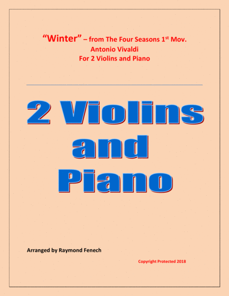 Winter From The Four Season 1 St Mov 2 Violins And Piano Sheet Music