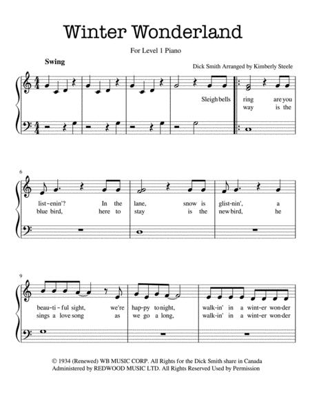 Free Sheet Music Winter Wonderland For Level 1 Piano