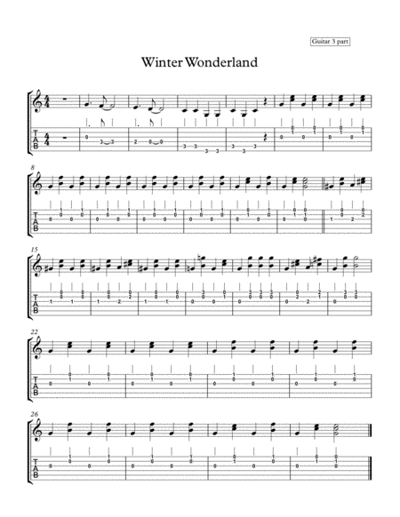 Winter Wonderland Guitar 3 Part Sheet Music