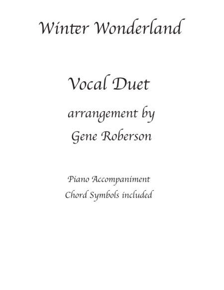 Free Sheet Music Winter Wonderland Vocal Duet