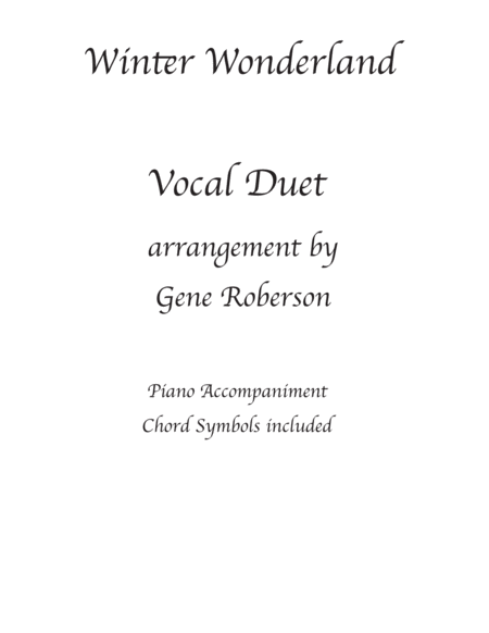 Winter Wonderland Vocal Duet Sheet Music