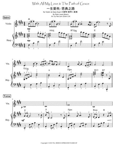 With All My Love The Path Of Grace Medley Violin Harp Duet Sheet Music