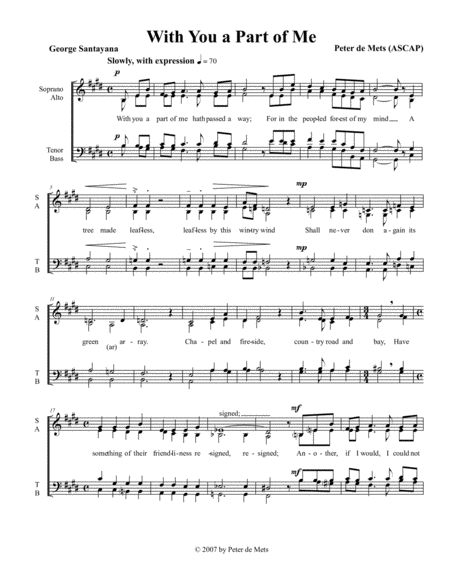 With You A Part Of Me Sheet Music