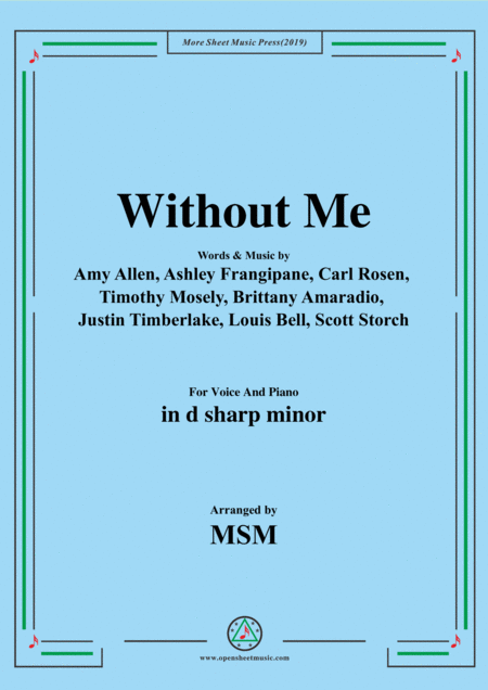 Free Sheet Music Without Me In D Sharp Minor For Voice And Piano