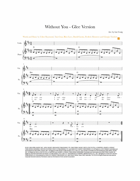 Without You Piano Violin Duo Sheet Music