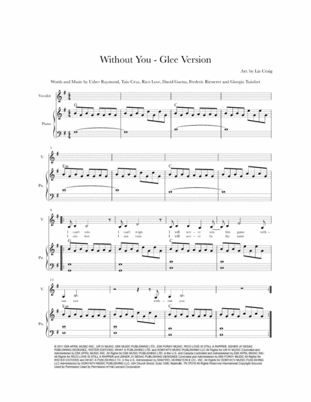 Without You Piano Voice Chords Sheet Music