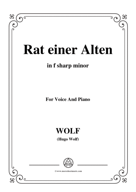 Free Sheet Music Wolf Rat Einer Alten In F Sharp Minor For Voice And Paino