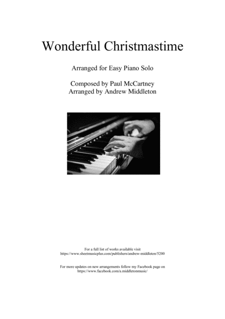 Wonderful Christmastime Arranged For Easy Piano Sheet Music