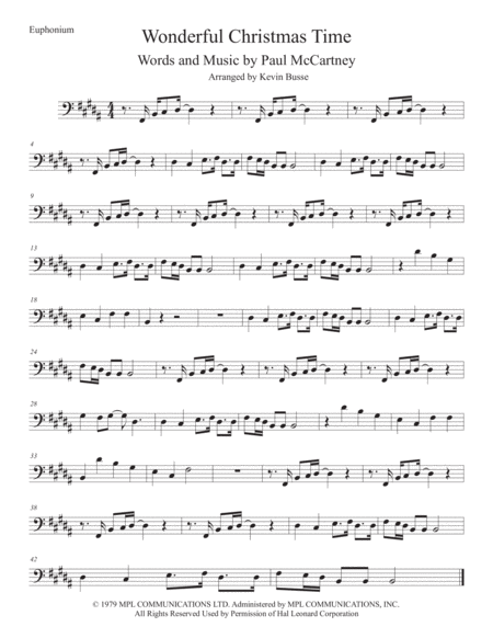 Wonderful Christmastime Original Key Euphonium Sheet Music