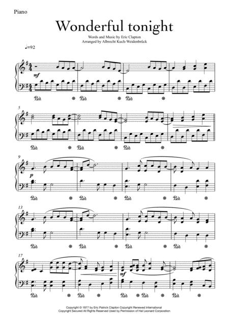 Free Sheet Music Wonderful Tonight Piano Solo