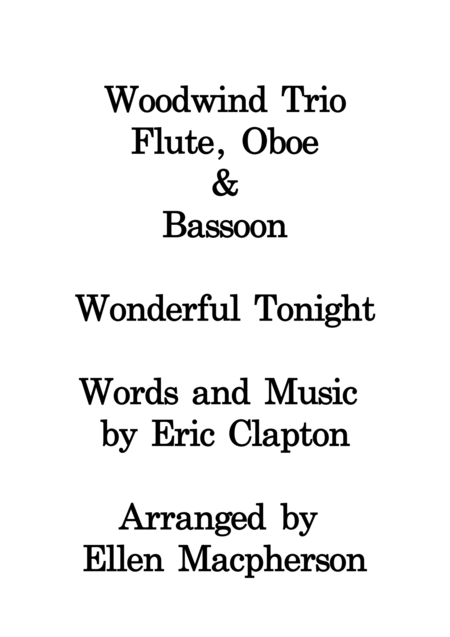 Free Sheet Music Wonderful Tonight Woodwind Trio Eric Clapton