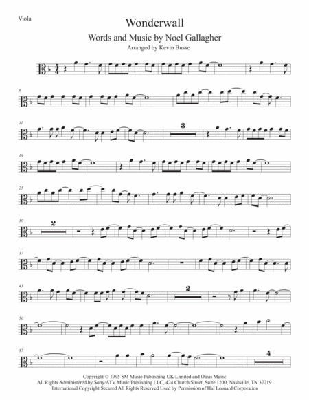 Wonderwall Viola Sheet Music