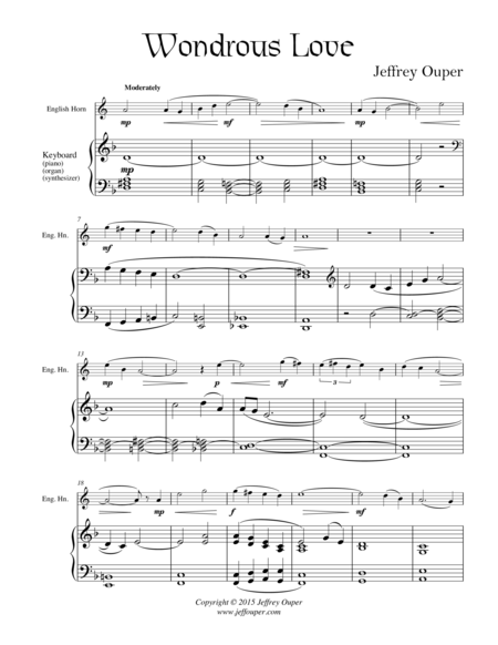 Free Sheet Music Wondrous Love For English Horn